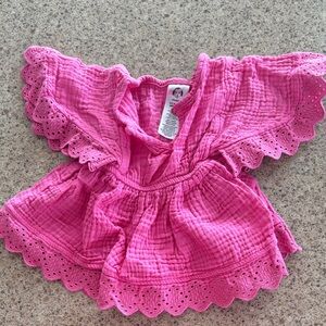Gerber Hot Pink Eyelet Flutter Sleeve Baby Top